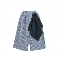 checked blue pants